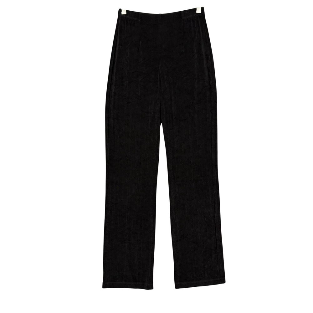 Chicos Travelers Pants 0 Tall Womens 4 Tall Black Slinky Knit Straight Leg